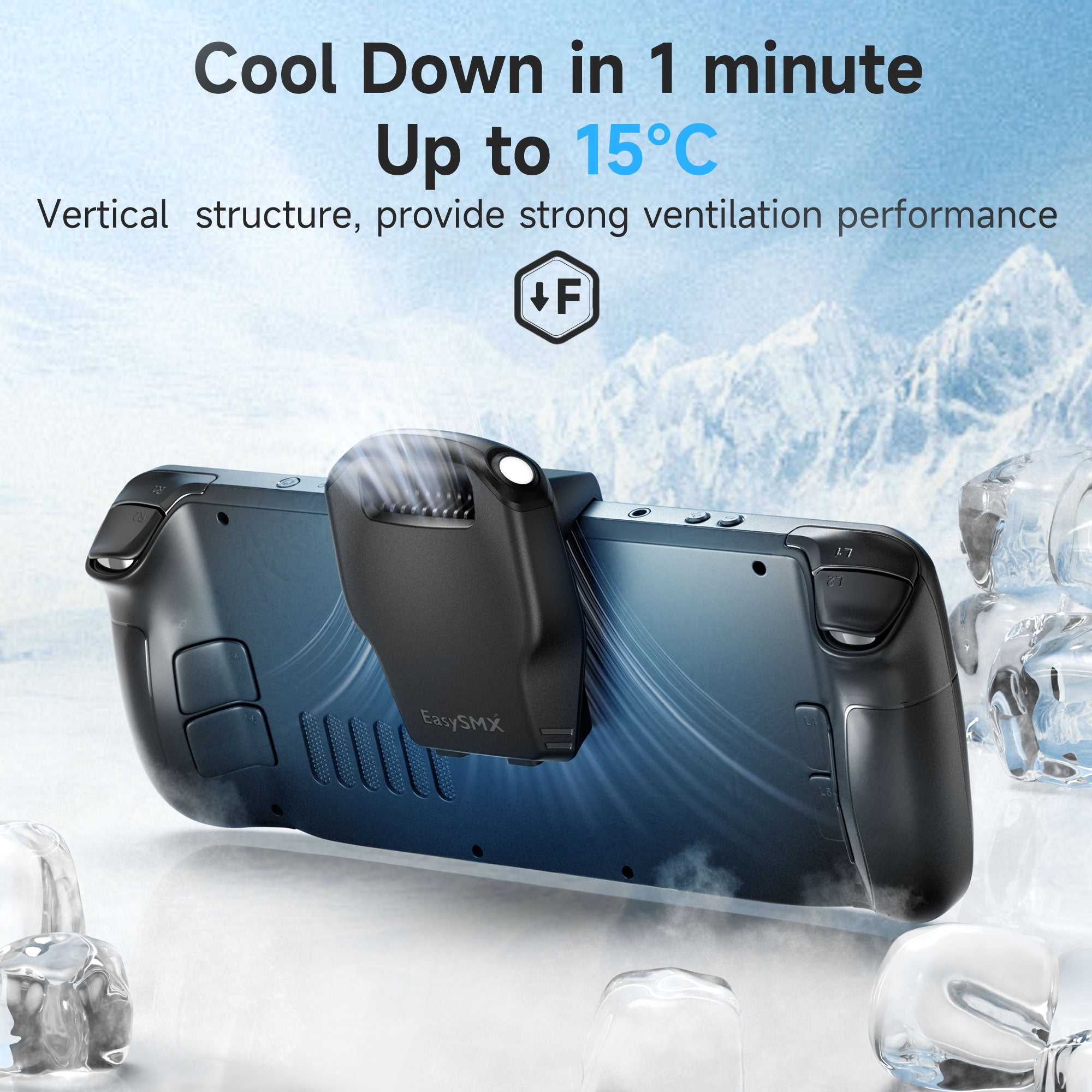 EASYSMX D10 For Steam Deck Cooler Fan Straight-flow Design Game Console Radiator with 3 Speed EASYSMX D10 For Steam Deck Cooler Fan Straight-flow Design Game Console Radiator with 3 Speed